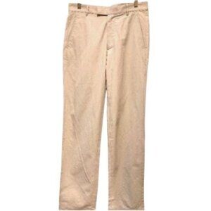 Entireworld. Straight-Leg Flat Front Cotton Pants 28 Button Pockets Beige Stone